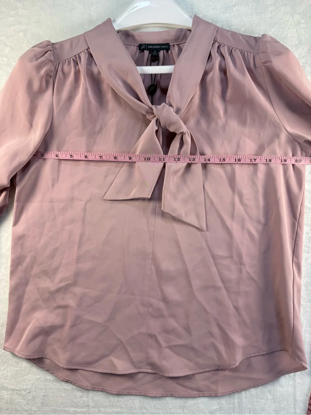 Adrianna Papell Tie Neck Blouse Lavender Beach Long Sleeve NWT XS Career